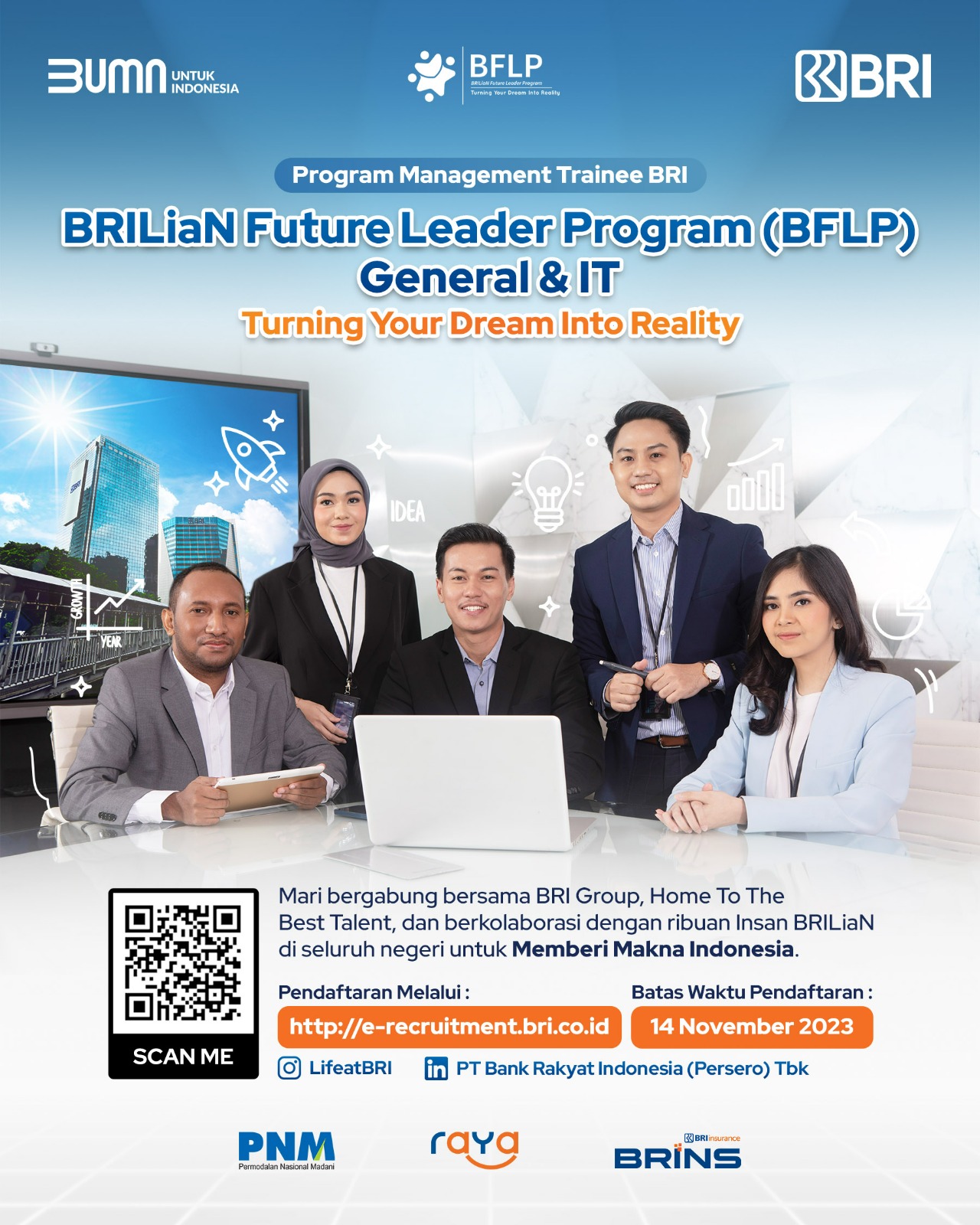 BRI kembali membuka BRILiaN Future Leader Program General dan IT. (Foto: Dok. BRI)