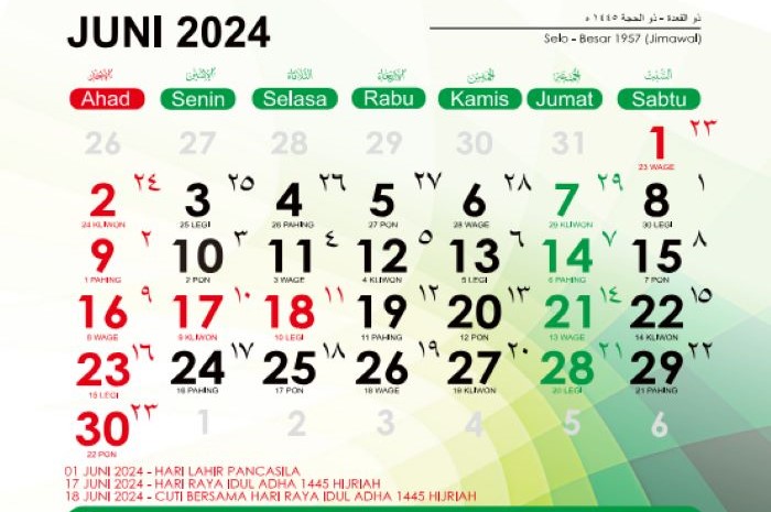 Tanggal Merah Juni 2024